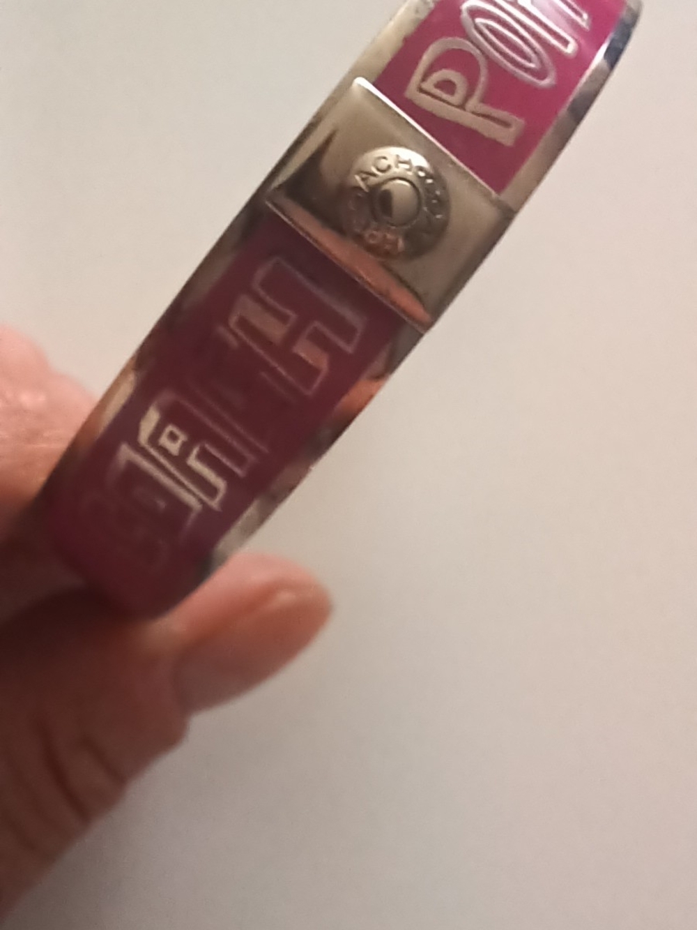 Coach Poppy Pink Enamel Bracelet with Silver-Tone Logo Accent & Dusty